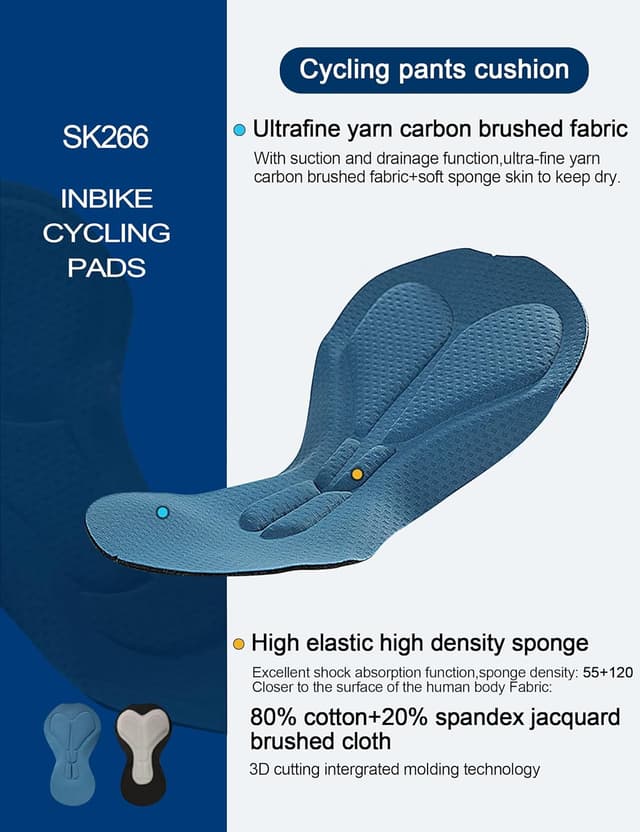 Detalle de INBIKE Herren Fahrrad-Bib-Shorts Sommer Trägerhose mit Sitzpolster und Taschen