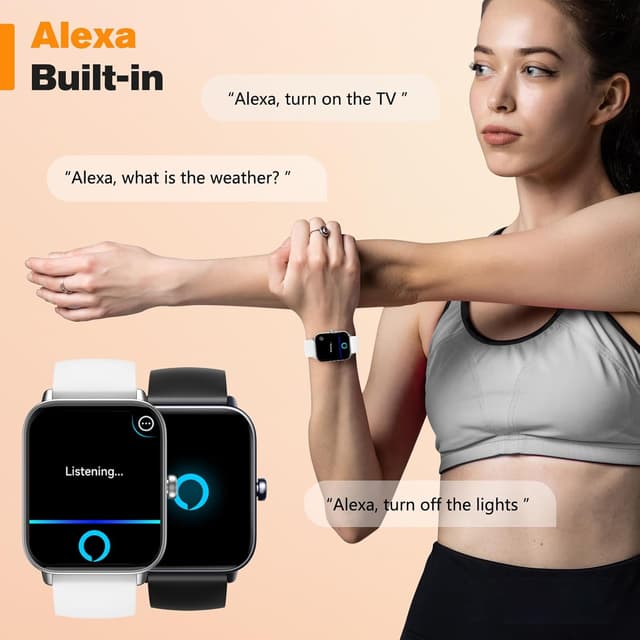 Detalle de Smart Watch for Men Women Fitness Tracker (Alexa built-in & IP68) with Heart Rate Monitor, 1.8" touchscreen – White