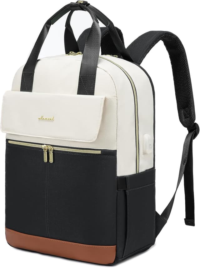 Detalle de LOVEVOOK Damen-Rucksack für 15,6-Zoll-Laptop – wasserdichter City-/Reiserucksack mit USB-Ladeanschluss