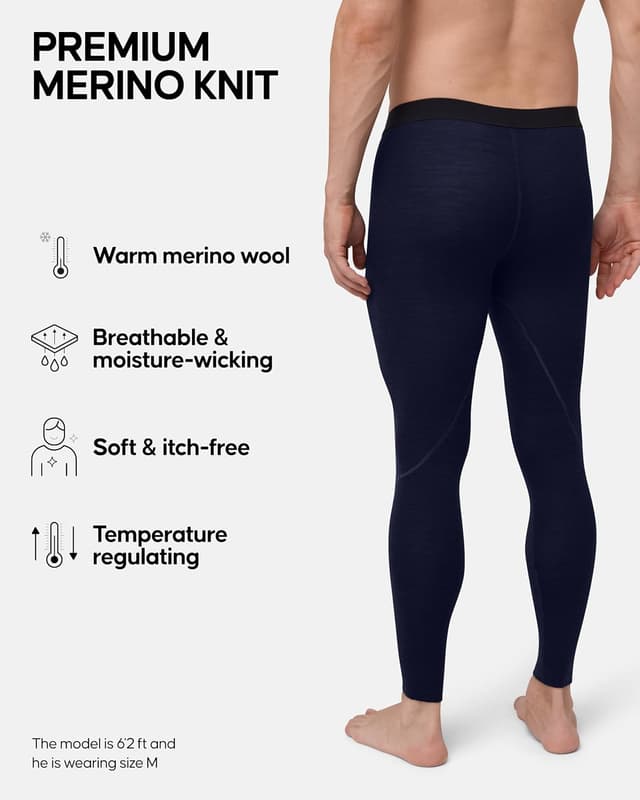 Detalle de Danish Endurance Thermal Leggings for Men (Merino Wool Long Johns, optional fly)