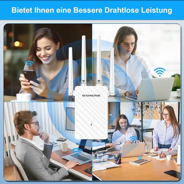 Thumbnail 6 de WONLINK WLAN-Verstärker/WLAN-Repeater 1200 Mbit/s Dual Band mit 4 Antennen, LAN/WAN und MU-MIMO