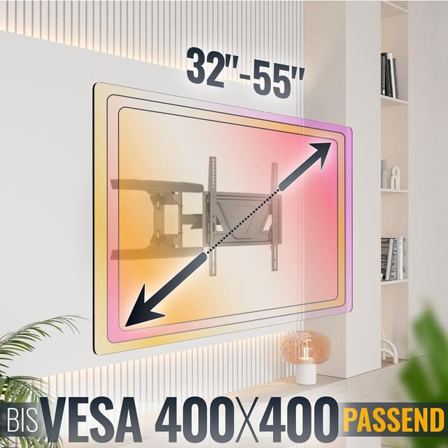 Detalle de RICOO TV Wandhalterung S5944 schwenkbar und neigbar für 32–55 Zoll, bis 30 kg (VESA bis 400 x 400)