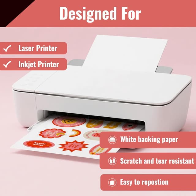 Detalle 2 de Kamo Papier Autocollant Transparent 100% Premium A4 (30 feuilles) – étiquettes vinyle imprimables pour imprimantes laser & jet d’encre