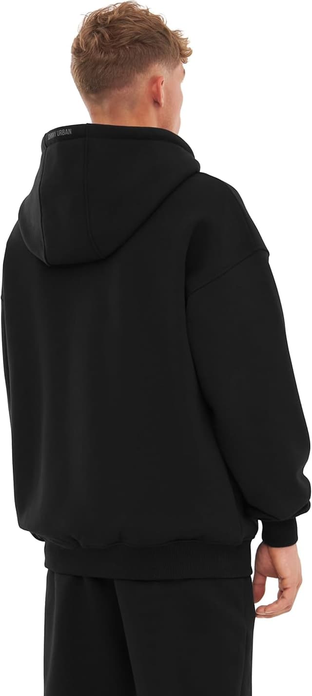 Detalle de Johnny Urban Felpa con zip uomo e donna Caleb in cotone unisex oversize con cappuccio