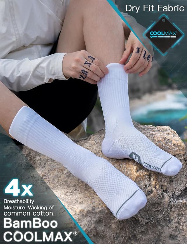 Detalle 2 de Juclise Coolmax Bamboo Crew Compression Running Socks