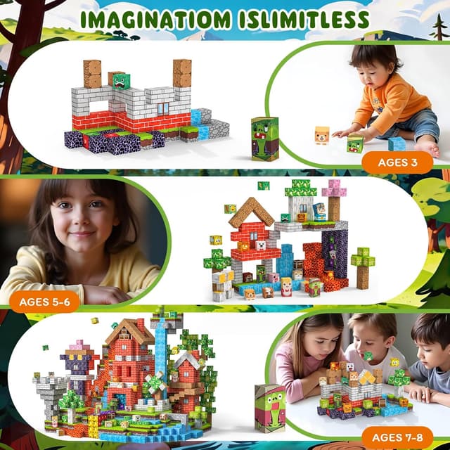 Detalle 2 de Crifeton Magnetic Blocks 220-piece magnetic building set for ages 3+