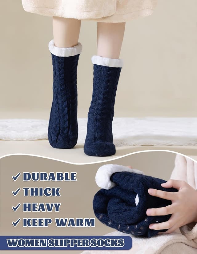 Detalle de FUSACONY chaussettes femme polaire antidérapantes d’intérieur (type chaussons) pour l’hiver