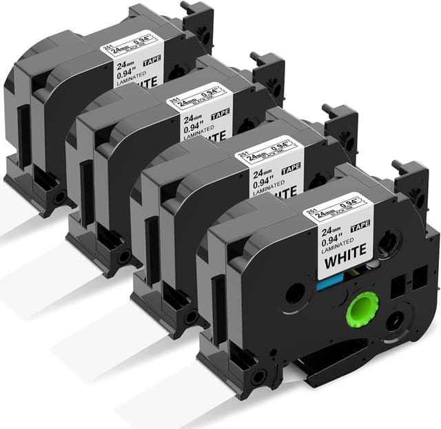 Detalle de 4x kompatible TZ-251 Schriftbänder 24 mm (schwarz auf weiß, laminiert) für Brother P-touch TZe-251