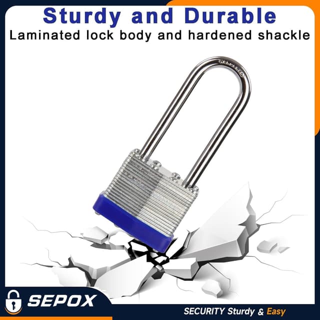 Detalle de SEPOX 4Pack Heavy Duty Padlock (Keyed Alike) with 60mm Extra Long Shackle