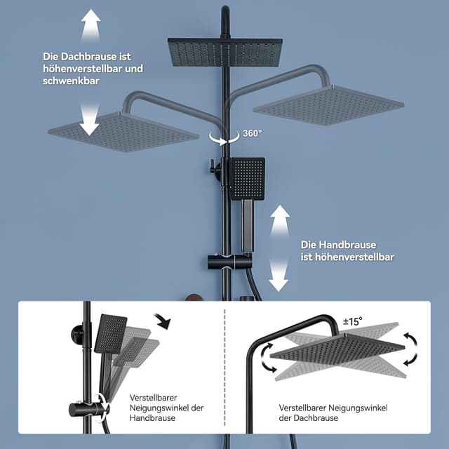 Thumbnail 5 de Auralum Regendusche 250 x 250 mm Komplettset