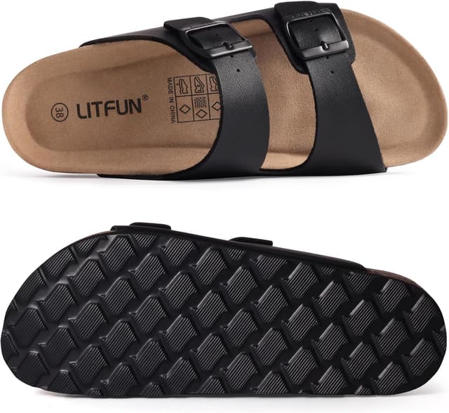 Thumbnail 6 de Litfun Damen Pantoletten Sandale mit Korkfußbett und verstellbarer Schnalle