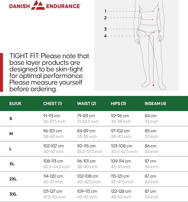 Detalle 2 de DANISH ENDURANCE Merino Wool Half Zip Base Layer Set for Men (Long Johns & Long Sleeve Top)