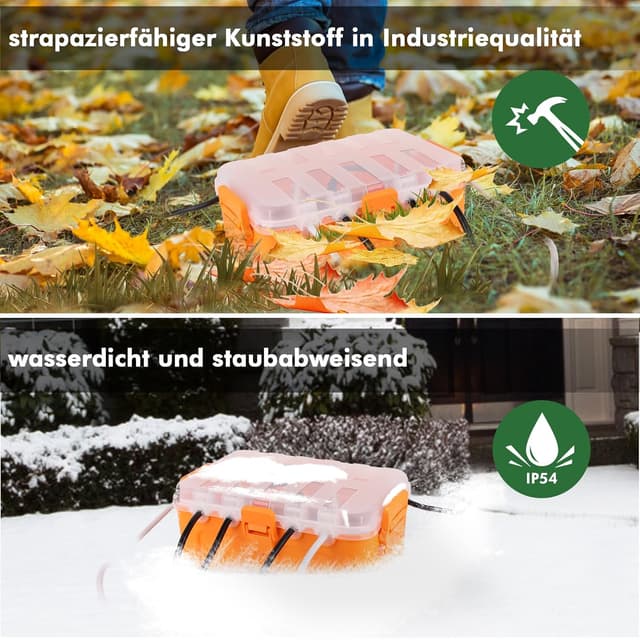 Thumbnail 6 de RESTMO Extra große wasserdichte Kabelbox (IP54) mit transparentem Deckel, 32 x 22 x 13 cm, orange