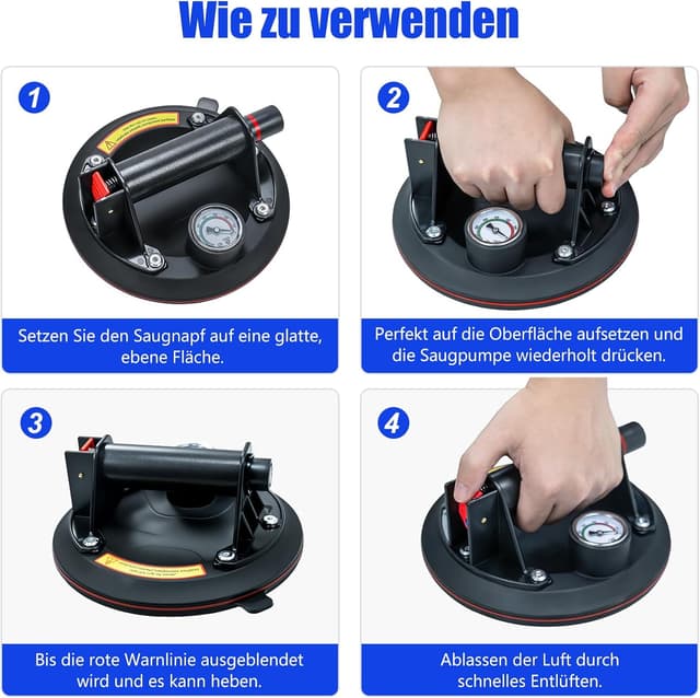 Thumbnail 5 de Saugheber Glassauger 220KG mit Manometer