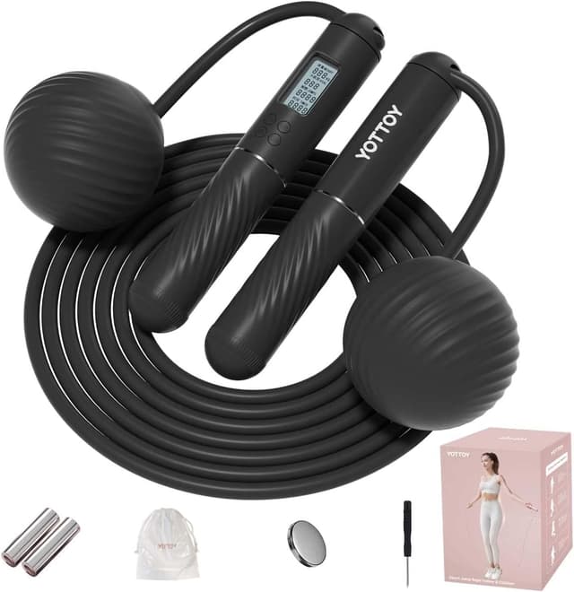 Detalle de YOTTOY skipping rope for adults with LCD display – cordless counter jump rope with large ball-weight design
