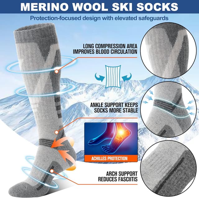 Thumbnail 2 de Merino Wool Ski Socks 3-Pack — Thermal Knee-High