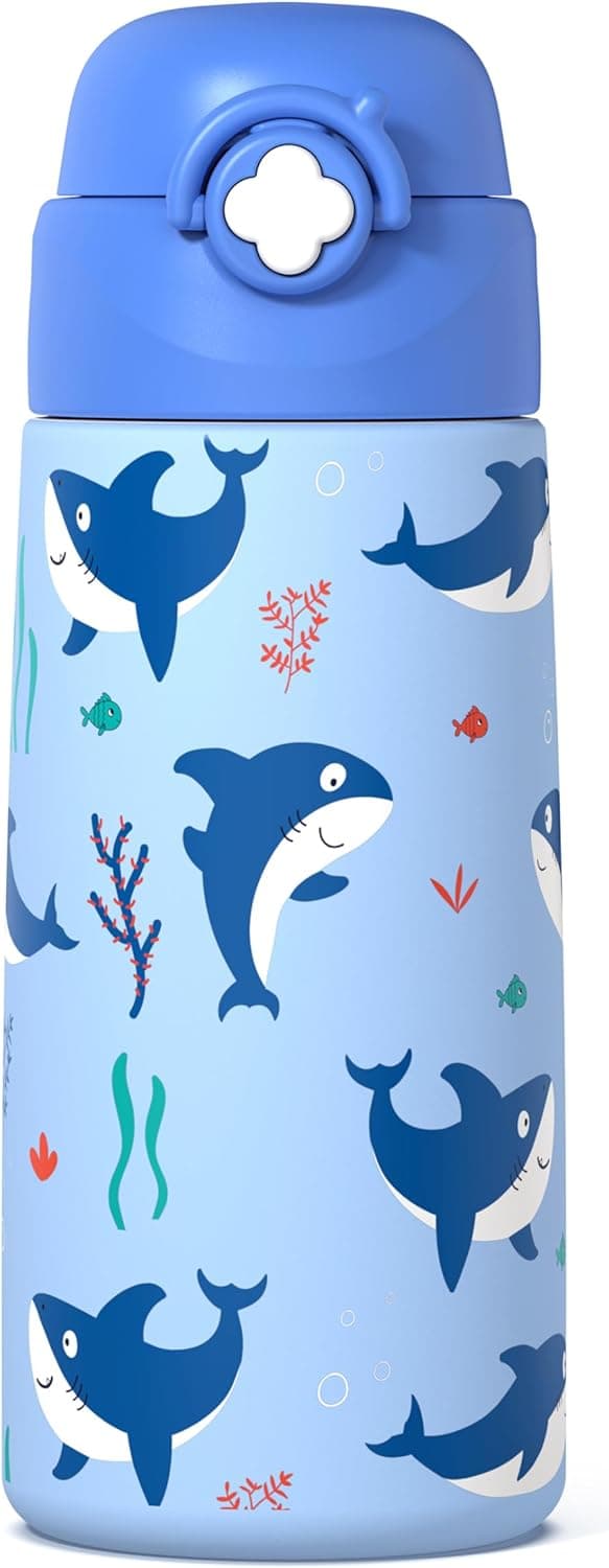 Detalle de Kinder-Trinkflasche Ntswasd Edelstahl 500 ml mit Strohhalm & Thermo-Isolierung (BPA-frei) – Auslaufsicher für Schule & Kindergarten