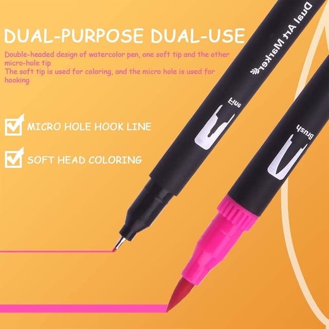Detalle de Laconile Colouring Pens (120) Dual Tip Brush Pens – water-based colour markers for calligraphy, drawing & colour books