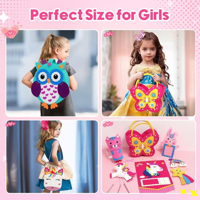 Detalle 2 de Sunrad Kids Sewing Kit (Ages 6–12) with 9 Easy Felt Projects – Animal Crafts & Beginner Learning