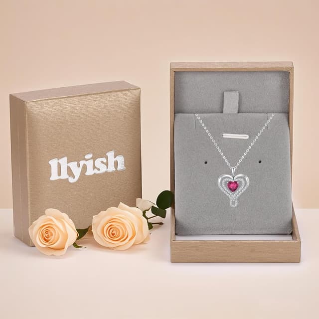 Detalle de llyish Collier femme en argent 925 doré au pendentif cœur (bijou idée cadeau)