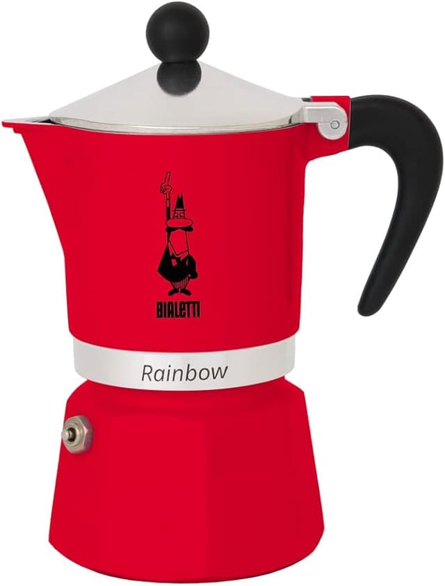 Detalle de Bialetti Rainbow Cafetera Espresso 6 Tazas, Aluminio Rojo