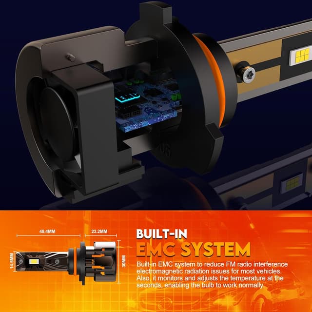 Detalle de WAIXINGREN Upgrade HB4 (9006) LED Headlight Bulb, 6500K plug and play (pair)