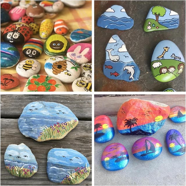 Detalle de MHYMX Flache Steine zum Bemalen (15 Stück) – weiße Kieselsteine, ca. 5–8 cm