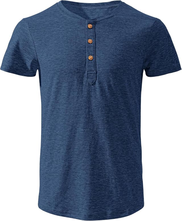 Detalle 2 de TARAINYA Henley Shirt für Herren aus Baumwolle mit 3-Knopfleiste, Kurzarm Sommer (M–4XL)