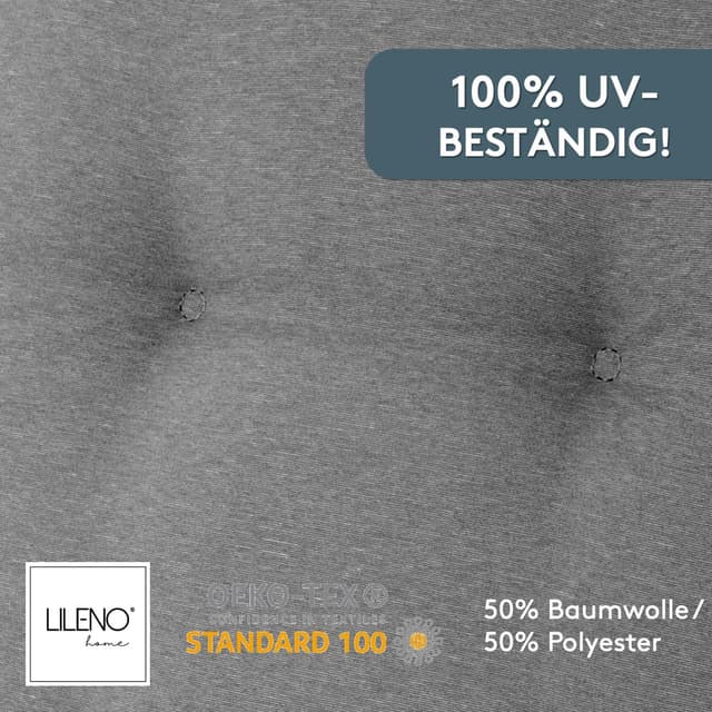 Thumbnail 6 de LILENO HOME Gartenstuhl-Auflagen im 2er-Set für Hochlehner – Uni Mittelgrau (Tami)