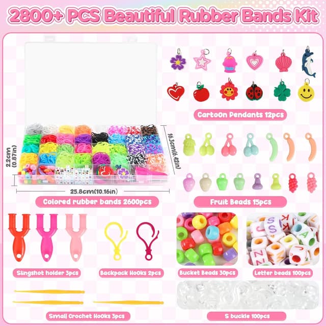 Detalle de URMYWO Loom Bänder Set (2800+), 32 Farben – Zubehör für Armbänder, Basteln & DIY