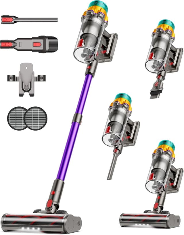 Detalle de Cordless Vacuum Cleaner P11 (55KPA) with XL Dust Cup, Anti-Tangle Brush, LED Display, Self-Standing