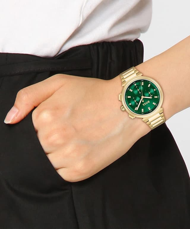 Detalle 2 de BOSS Multi Zifferblatt Quarz Damen Uhr Kollektion ONE 1502679 mit goldfarbenem Edelstahlarmband