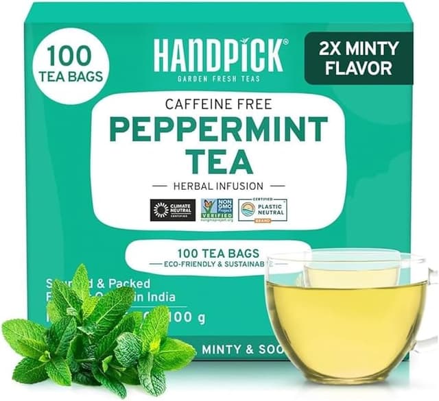 Detalle de HANDPICK Té de Menta 🍃 100 Bolsitas Sin Cafeína y Orgánico