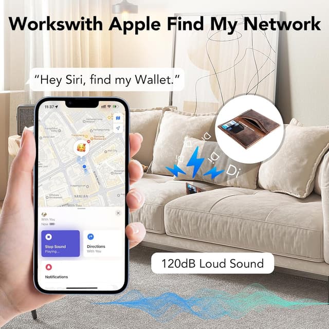 Detalle de TIMU Air Slim Smart Finder Tag — traqueur Bluetooth ultra-fin pour portefeuille (Apple Find My, iOS uniquement)