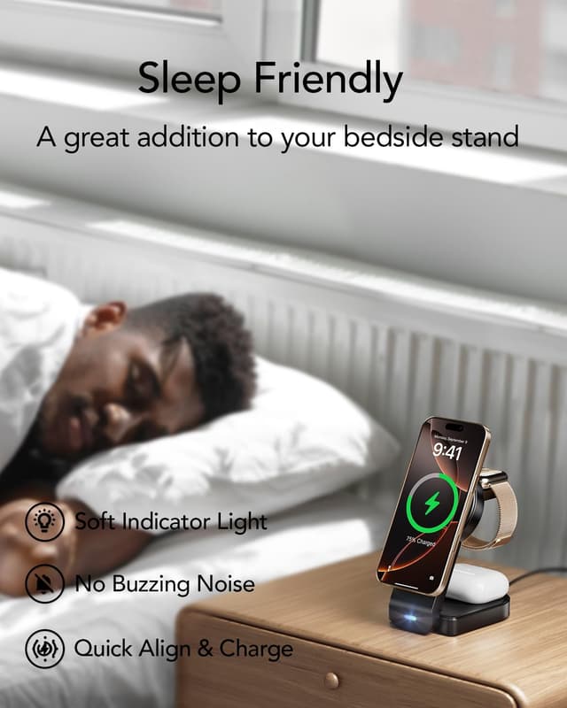 Detalle de GLILAVOX 3-in-1 magnetic wireless charger