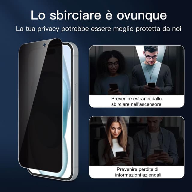 Thumbnail 4 de NEW'C Pellicola Privacy per iPhone 15 6,1″