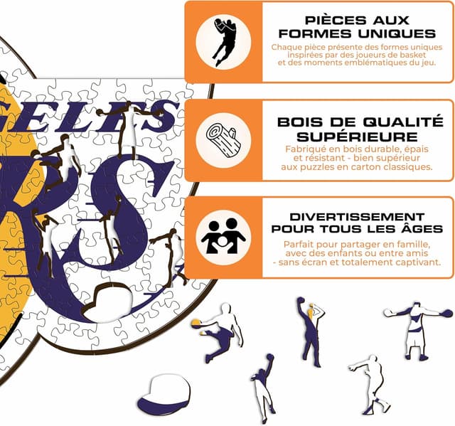 Thumbnail 6 de Iconic Puzzles Los Angeles Lakers (Logo) – Puzzle en bois sous licence officielle NBA, 500 pièces, taille L