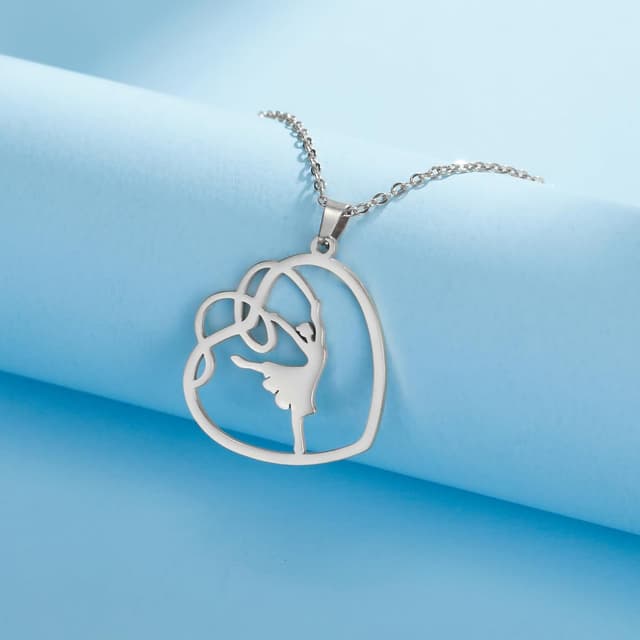 Detalle de VASSAGO Ballerina-Ballett-Halskette mit Herz-Anhänger – Geschenk für Mädchen und Frauen