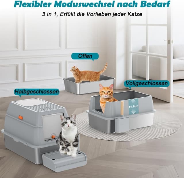 Thumbnail 6 de SZEETECH Katzenklo Edelstahl XL 60x40x39,5