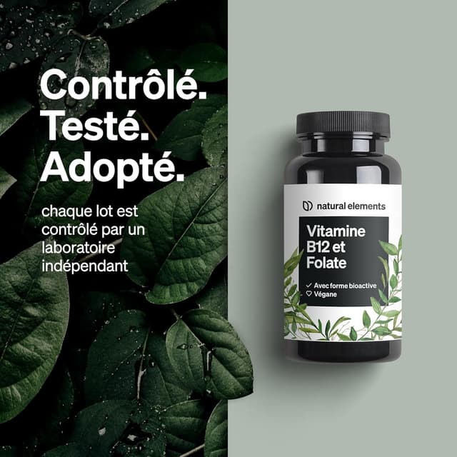 Detalle 2 de Vitamine B12-180 comprimés végétaliens – 500 µg B12 et 200 µg d’acide folique (6 mois)