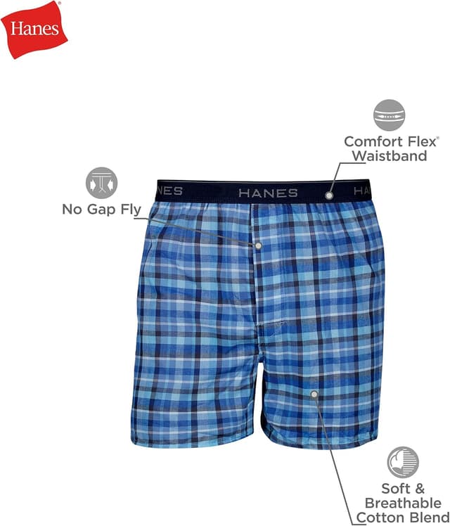 Detalle de Men’s Tartan Hanes Boxer Briefs (6-Pack) with Cool Comfort