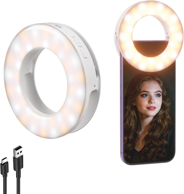 Detalle de NEEWER Entry Level Version 3,74" Handy Selfie Ringlicht (clip-on) für iPhone & iPad, 60 LEDs, N28