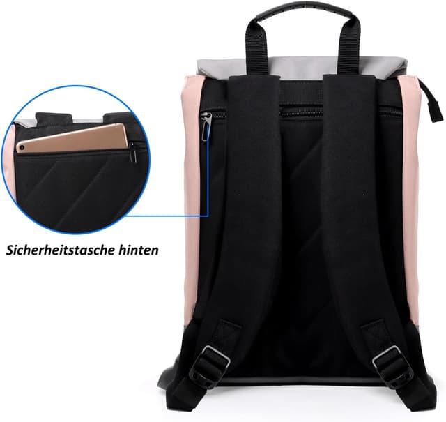 Thumbnail 6 de TANTOMI Damen-Rucksack mit Laptopfach, wasserdichtem Polyester und Anti-Diebstahl-Fach
