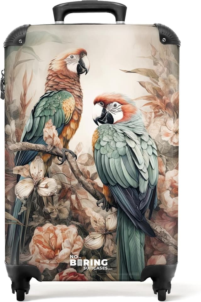 Detalle de NoBoringSuitcases.com Valigia grande con serratura TSA, trolley con ruote e guscio ABS (Panda Colorata - Rosso)