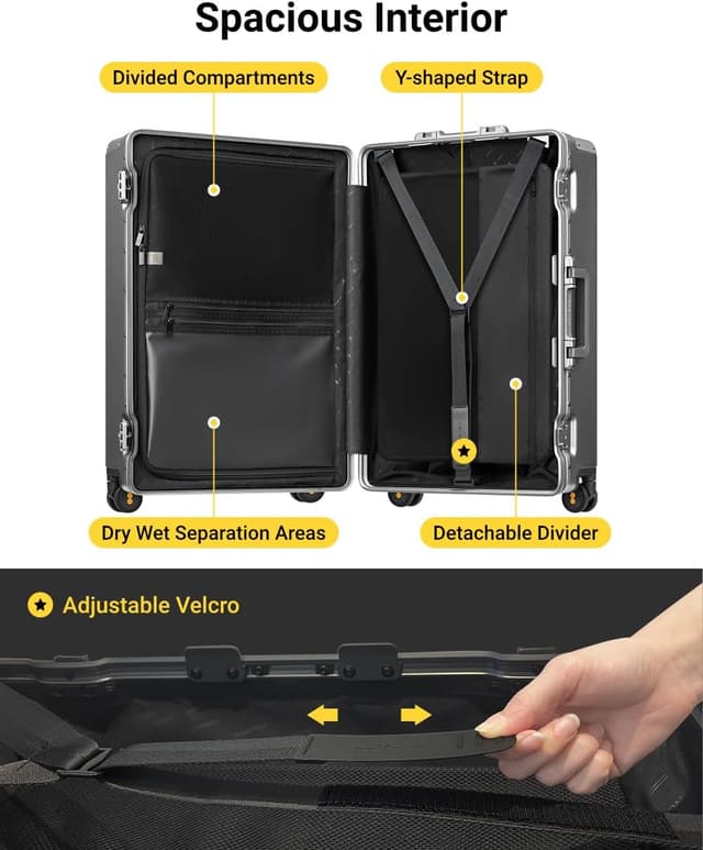 Detalle 2 de LEVEL8 24-inch Zipperless Carry-On Suitcase with Aluminium Frame