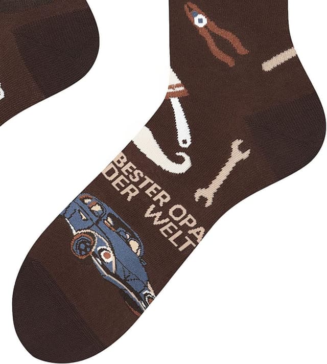 Detalle de TODO Colours Lustige Socken mit Motiv „Bester Opa“ – mehrfarbig, 80 % Baumwolle