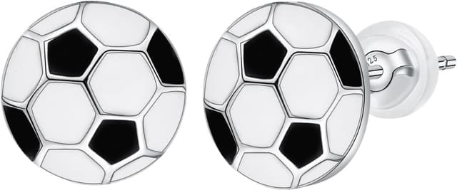 Detalle de Hifeeled Boucles d’oreilles femmes en argent sterling 925 motif football 10 x 10 mm