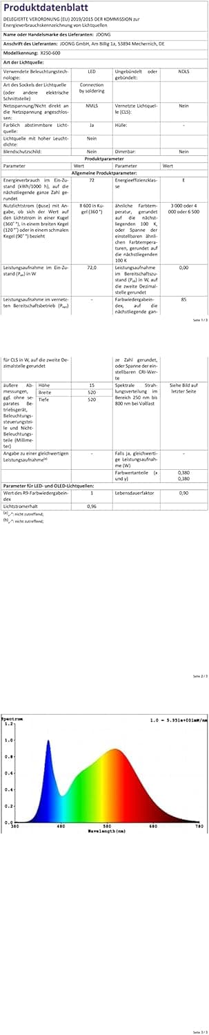 Thumbnail 6 de JDONG LED-Deckenleuchte dimmbar 72 W rund, 3000K–6000K, mit Fernbedienung (Ø 58 cm, ultraflach)