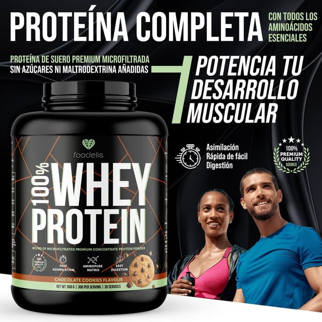Thumbnail 1 de Foodelis 100% Whey Protein 🍫 - Proteína de Suero Premium, 908g