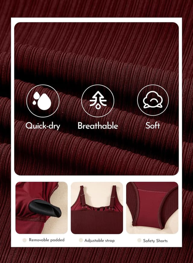 Detalle de Aleumdr Women’s Textured One-Piece Swimsuit with Tummy Control & Tie-Knot Cutout